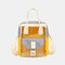 Women Transparent Patchwork Waterproof Backpack School Bag - Yellow