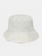 Unisex Faux Rabbit Fur Solid Color Autumn Winter Simple Warmth Bucket Hat - White