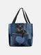 Women Felt Cute Cat Handbag Shoulder Bag Tote - Blue