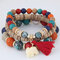 Bohemian Multilayer Bracelet Animal Elephant Heart Colorful Tassel Beaded Pendant Bracelet for Women - 02
