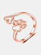 Vintage Alloy Copper Dog Footprint Love Heart Open Hollow Ring Love Footprint Ring - Pink
