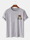 Mens 100% Cotton Mushroom Baby Print Plain Casual T-Shirt - Gray