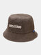 Unisex Cotton Vintage Make-old Washed Sun Hat Sunscreen Capital GREATING Letter Bucket Hat - Brown