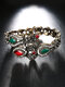 Bracelet de pierres précieuses en métal vintage Bracelet réglable en strass géométrique ethnique - Or