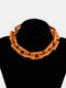Collar de cadena de botón de hip hop punk Collar de acrílico con borla simple - naranja