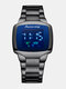 6 Colors Stainless Steel Alloy Men Trendy Business Digital Display Rectangular Dial Waterproof Digital Watches - Black Blue
