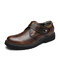 Men British Style Handmade Cowhide Leather Comfy Wearable Business Casual Shoes - Brown