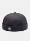 Unisex Cotton Chinese Embroidery Letters Steel Seal Vintage Trendy Brimless Beanie Landlord Cap Skull Cap - Dark Gray