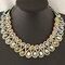 Luxury Women's Colorful Crystal Gold Exaggerated Bib Necklace Gift - Green