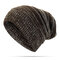 Women's Solid Stripe Knit Skullies Beanie Hat Casual Ear Protection Windproof Warm Outdoor Hat - Coffee
