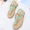 Women Bohemia Soft Pearl Flip Flops Flat Sandals - Green