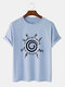 Mens Circle Graphic Crew Neck Casual Cotton Short Sleeve T-Shirts - Light Blue