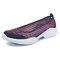 Women Casual Sports Flax Light Slip On Platform Sneakers - Purple