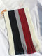 पुरुष कृत्रिम कश्मीरी बुना हुआ रंग-मैच वाइड स्ट्राइप्ड जैक्वार्ड टैसल वार्मथ बिजनेस ऑल-मैच दुपट्टा - सफेद काला लाल