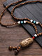 Vintage Ethnic Geometric-shaped Bodhi Pendant Wooden Beads Beaded Hand-made Necklace - #01