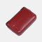 Women 12 Card Slots Rfid Genuine Leather Short Zipper Coin Purse Wallet - Wine