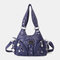 Women Vintage Multi-pocket Hardware Anti-theft Crossbody Bag Shoulder Bag - Blue