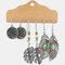 Bohemian Geometric Turquoise Leaves Earrings Set Ethnic Hollow Butterfly Owl Pendant Earrings - 6