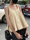 Solid A-line Sleeveless Scoop Neck Tank Top - Camel