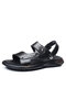 Men Genuine Cow Leather Two Wearing Ways Beach Water Casual Sandals - Black