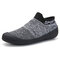Men's Knitted Fabric Breathable Slip On Running Sport Socks Sneakers - Gray