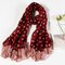 Women Cotton Thin Pentagram Patchwork Color Scarves Casual  Long Scarf Shawl - Red