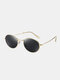 Unisex Alloy Oval Full Frame Polarized UV Protection Fashion All-match Sunglasses - Golden frame/Black gray