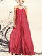 Women Allover Ditsy Floral Print Spaghetti Strap Maxi Dress - Red