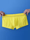 Sexy Thin Breathable Ice Silk Low Waist Transparent U Convex Boxers for Men - Yellow