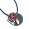 Sweet Trendy Necklace Leather Flower Brooch Necklace - Red