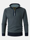 Mens Knitted Jacquard Stand Collar Zipper Design Casual Pullover Sweaters - Navy