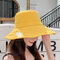 Embroidered Small Daisy Fisherman Hat Soft Foldable Windproof Removable Transparent Anti-fog Cap - Yellow