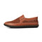 Men Mesh Hand Stitching Non Slip Outdoor Slip On Casual Shoes - Brown