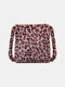 Women Plush Fluffy Leopard Pattern Printing Shoulder Bag Handbag - Red