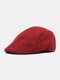 Men Cotton Solid Color Retro Casual Breathable Forward Cap Berets - Red