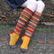 Women Color Striped Stockings Cotton Socks Casual Color  Halloween Christmas Knee Socks - #02