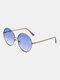 Unisex Metal Full Round Frame Tinted Lens UV Protection Fashion Sunglasses - Blue