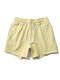 Men Cotton Breathable Pinstriped Moisture Absorption Gym Fitness Loose Mini Sport Shorts - Yellow