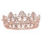 Women Full Round Tiara Bridal Crown Rhinestone Headpiece Hair Wedding Jewelry - Rose Gold