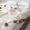 Knitted Ball Throw Blanket Autumn Spring Soft Sleeping Blanket Sofa Cover Blanket Knee Blanket - White