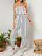 Printed Tie Waist Women Tube Jumpsuit with Pocket - White