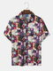 Mens Colorful Geometric Mix Print Lapel Short Sleeve Shirts - Multi Color