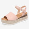 Women Suede Solid Color Slip Resistant Platform Casual Espadrille Sandals - Pink