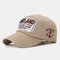 Cotton Baseball Cap With Letter Embroidered Hat - Khaki