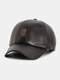 Men Faux Leather Warm Ear Protection Casual Sunvisor Family Gift Baseball Hat - #02