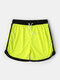 Mesh Colorblock Quickly Dry Swim Trunks Drawstring Gym Running Sports Shorts With Pockets - Green