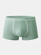 Mens Plain Color Block Stripe Soft Breathable Underwear Soft Boxer Briefs - Green