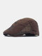 Men Cotton Letter Embroidery Mesh Breathable Adjustable Flat Hat Beret Hat Forward Hat - Coffee