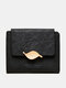 Women Artificial Leather Elegant Tri-fold Wallet Multi-compartment Short  Portable Wallet - Black