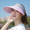 महिला फोल्डेबल सनशेड एंटी-पराबैंगनी कवर खाली शीर्ष टोपी - गुलाबी